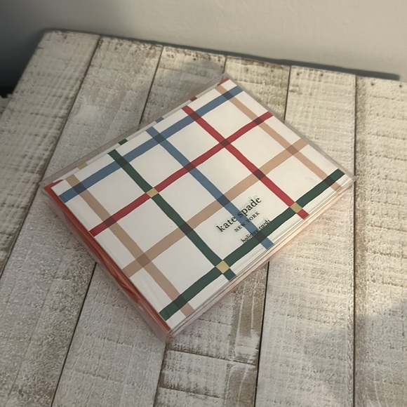 Nwt Kate spade holiday plaid holiday card set - Picture 2 of 5